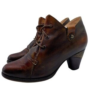 L'Artiste Womens Shoes Juliane Ankle Booties Sz 6.5 Brown Leather Lace Up Heeled